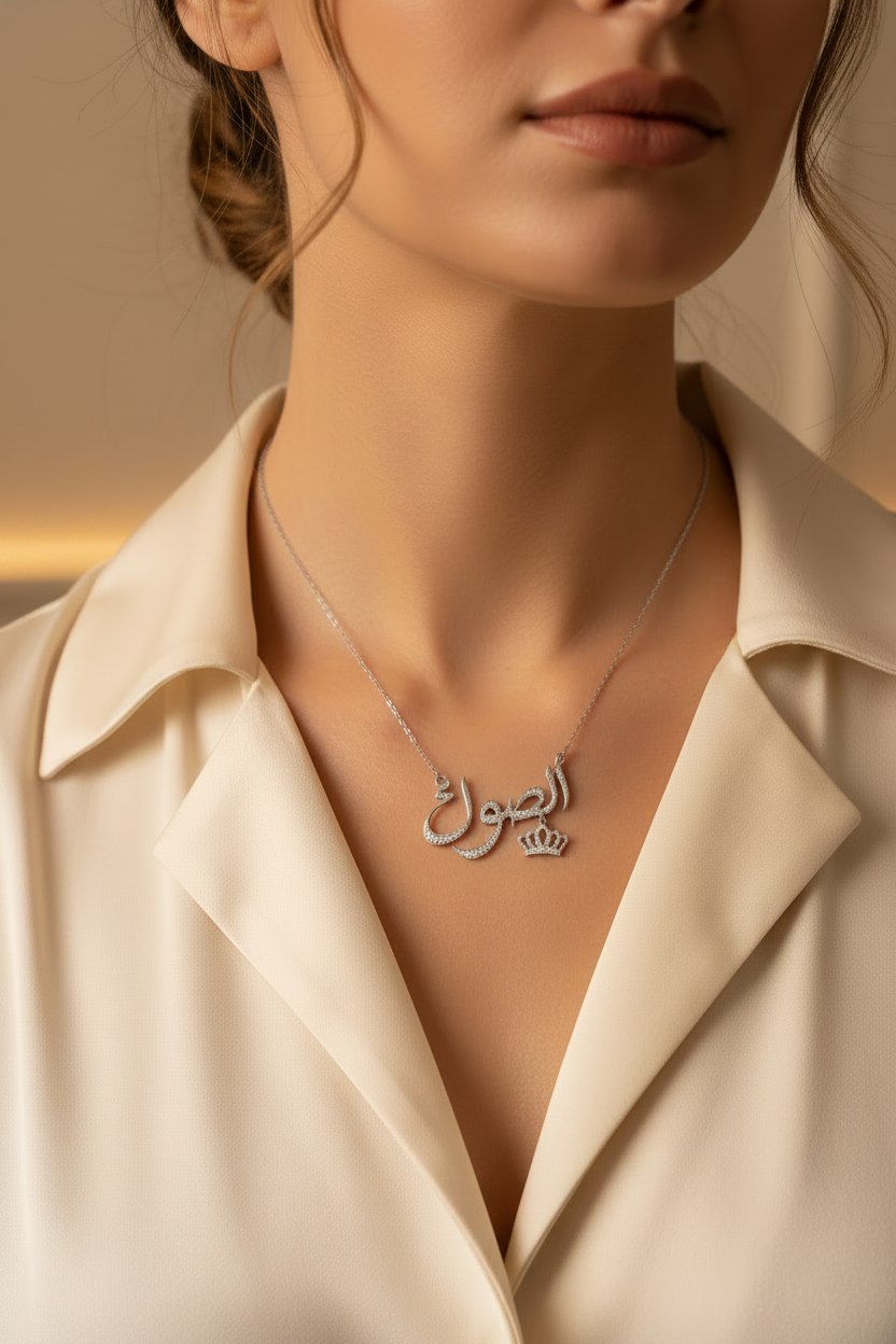 Collier Argenté avec Couronne